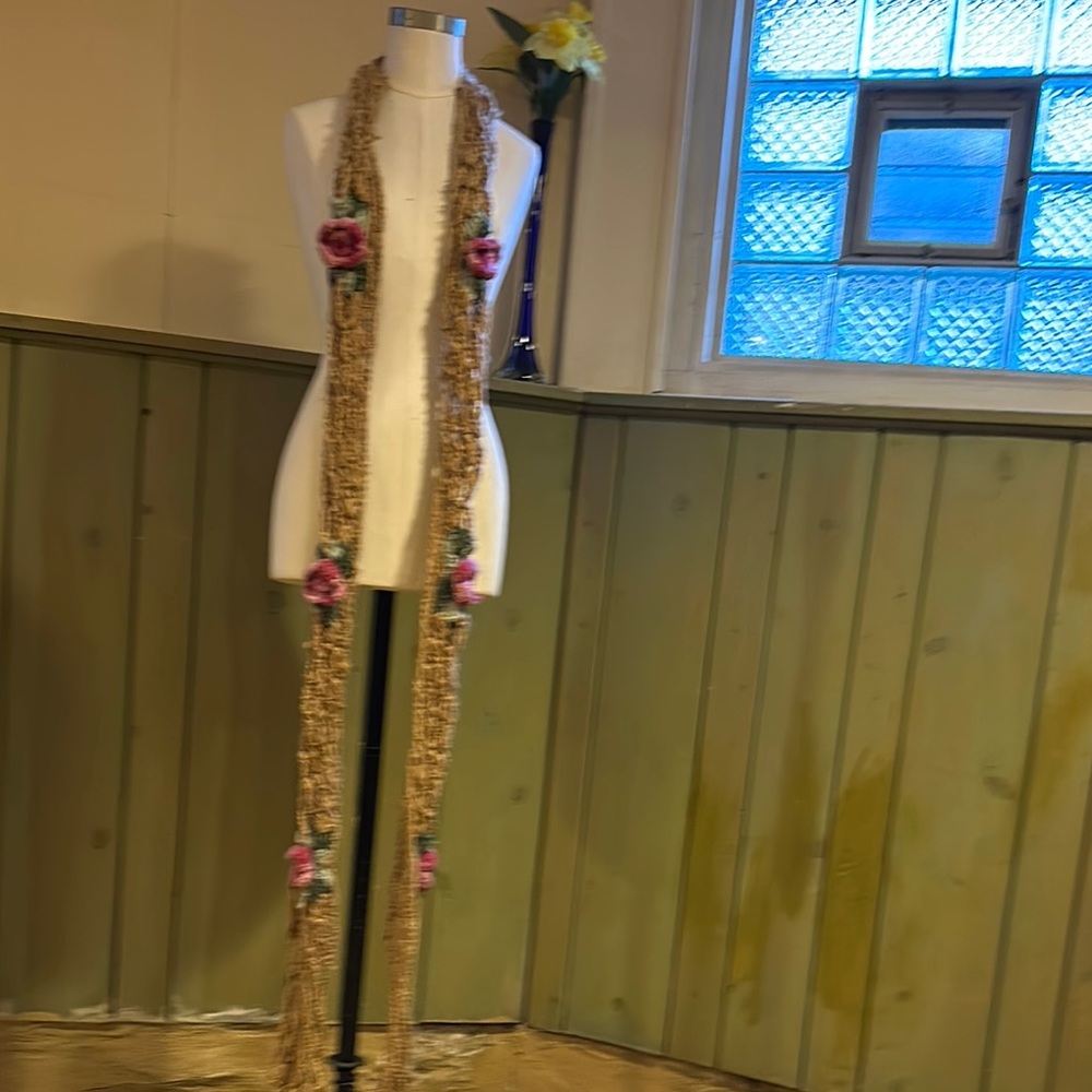 Bohemian Floral Knit Scarf